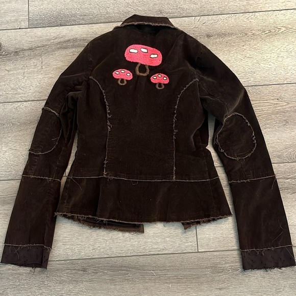 Pepper 1970’s brown corduroy embroidered button up blazer jacket small - Picture 7 of 8